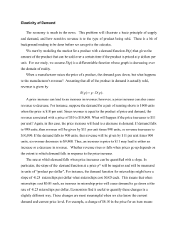 Elasticity of Demand The economy is much in the news