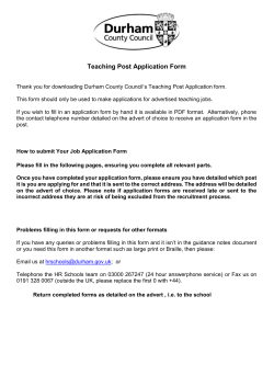 Application form - Jobs in Schools North East