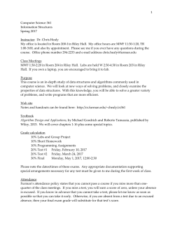 Computer Science 361 Information Structures Spring 2017 Instructor