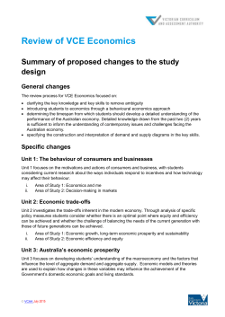 Economics Summary of changes