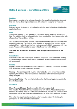 Condition of hire - Yarra Ranges Council