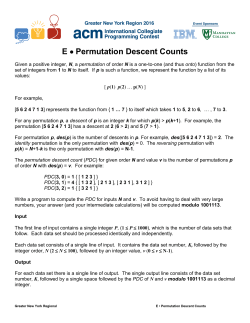 E - Permutation Descent Counts - ACM ICPC Greater New York
