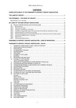 PDCA Rules 09/10 v2 i CONTENTS - Parramatta District Cricket