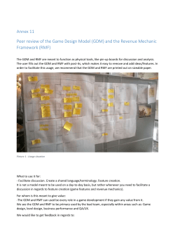 Peer review of the Game Design Model (GDM) and the Revenue