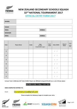 Entry Form - New Zealand Secondary Schools Sports Council