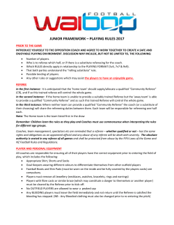 Junior Framework &ndash; Playing Rules 2017