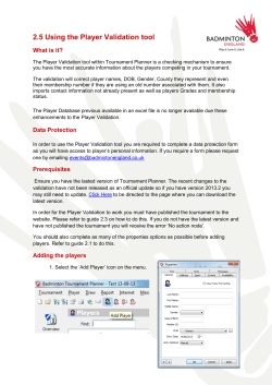 2.5 Using the Player Validation tool