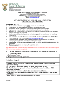 DIRECTORATE FOOD IMPORT AND EXPORT STANDARDS