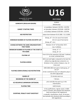 GAMEDAYS (REGULAR SEASON) GAMES` STARTING TIMES AGE