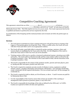 Matanuska Soccer Club Competitive Coaching Contract