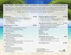 the final adelman golf classic sponsorship opportunities
