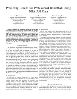 Predicting Results for Professional Basketball Using NBA