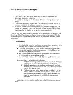 Michael Porter`s &ldquo;Generic Strategies&rdquo;
