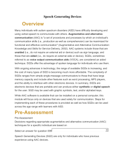 (AAC) and speech generating devices (SGD)
