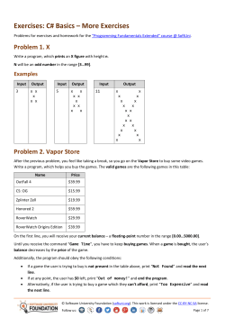 Exercises and Homework for the Programming
