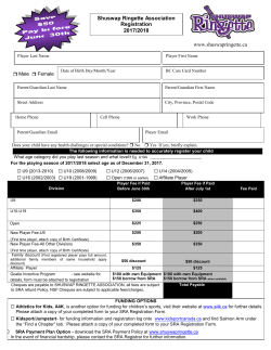 SHUSWAP RINGETT REGISTRATION 2007/2008 New Player
