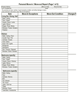 Personal Move-in / Move-out Report (Page 1 of 2) Item Move