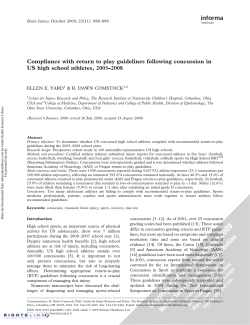 Compliance with return to play guidelines following concussion in