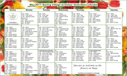 May 2017 &bull; Spring Village at Essex &bull; Activities Calendar