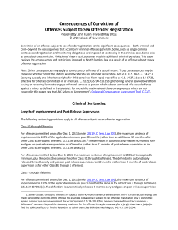 Consequences of Conviction of Offenses Subject to Sex Offender