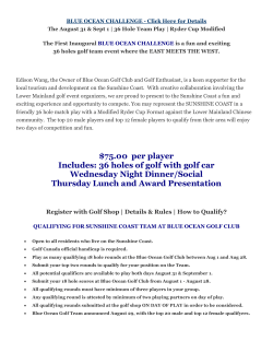 $75.00 per player Includes: 36 holes of golf with golf car Wednesday