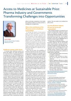Access to Medicines at Sustainable Price: Pharma Industry and