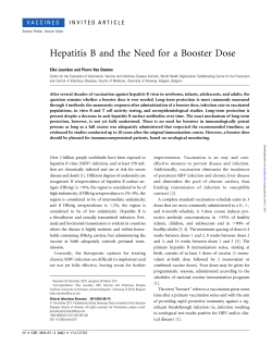 Hepatitis B and the Need for a Booster Dose
