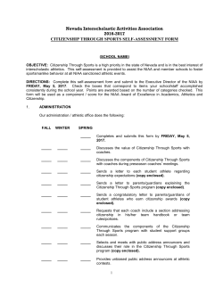 CITIZENSHIP THROUGH SPORTS Self-Assessment Form