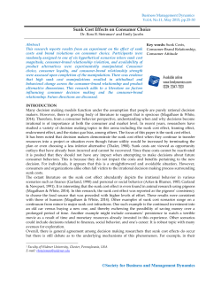 Society for Business and Management Dynamics Sunk Cost Effects