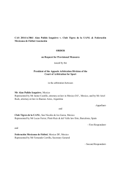 CAS 2014/A/3861 Alan Pulido Izaguirre v. Club Tigres de la UANL