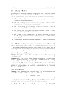 1.3 Binary relations