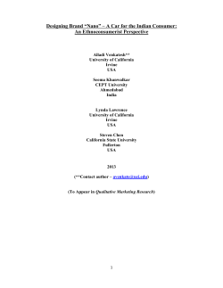 Designing *Nano* * A Car for the Indian Consumer