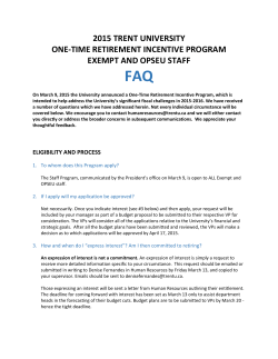 2015 trent university one-time retirement incentive program exempt