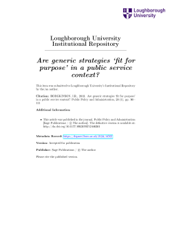 Are generic strategies - Loughborough University Institutional