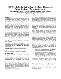 Off-Task Behavior in the Cognitive Tutor Classroom: When Students