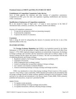 Prominent features of MRTP and FERA