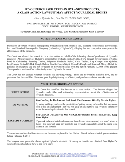 IF YOU PURCHASED CERTAIN HYLAND`S