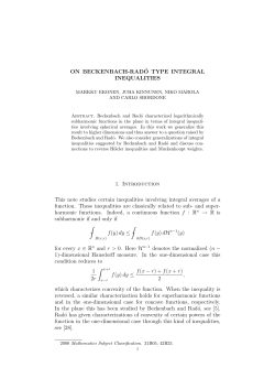 ON BECKENBACH-RAD&acute;O TYPE INTEGRAL INEQUALITIES 1