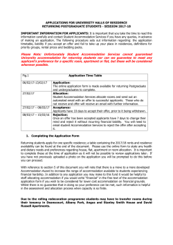 Information for returning postgraduate students halls of residence