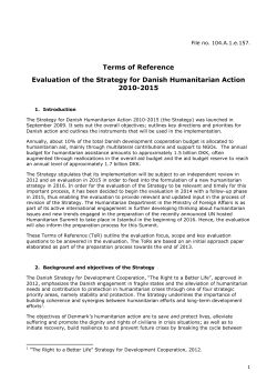 Terms of Reference Evaluation of the Strategy for Danish