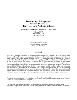 Developing a Pedagogical Domain Theory of Early Algebra Problem