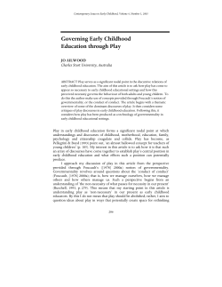 Governing Early Childhood Education through Play