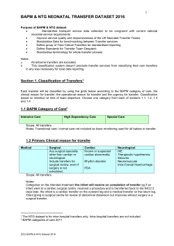 Neonatal Transport Minimum Dataset
