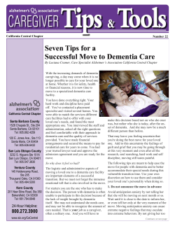 Seven Tips for a Successful Move to Dementia Care
