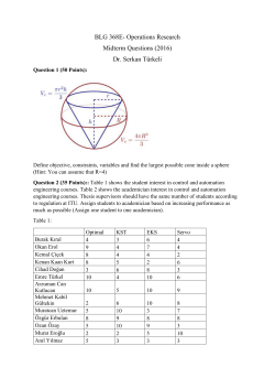BLG 368E- Operations Research Midterm Questions (2016) Dr