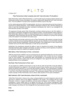 21 March 2017 Plato Partnership Limited completes deal with Trade