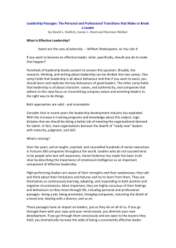 Leadership Passages: The Personal and
