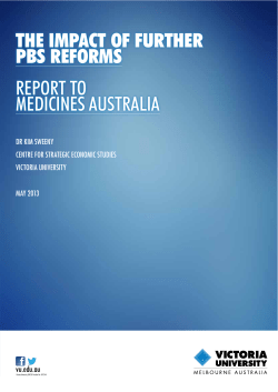 the impact of further pbs reforms report to medicines australia