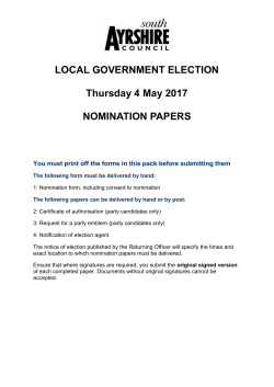 SLG Nomination packs and guidance for candidates and agents