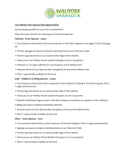 2015 Holiday Faire Sponsorship Opportunities We are deeply